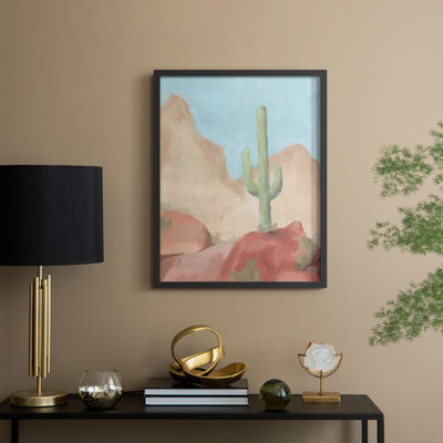 Sunny Saguaro III, reproduction encadrée - bois massif