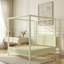 Lit à baldaquin en bois luxueux à baldaquin avec auvent cannelé-542921934-542921929