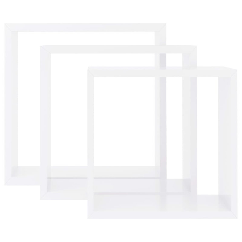 Arsula 3 Piece Wall Shelf Set, 30cm H x 30cm W x 10cm D, White