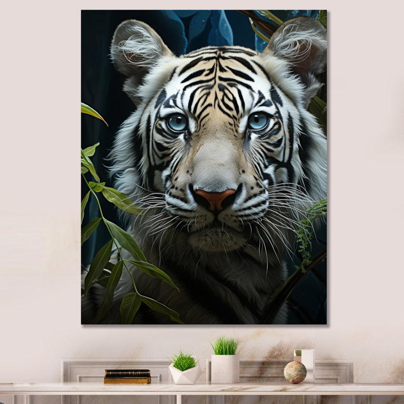 Portrait de tigre zénith sur toile, H 32 po x l 24 po x P 1 po