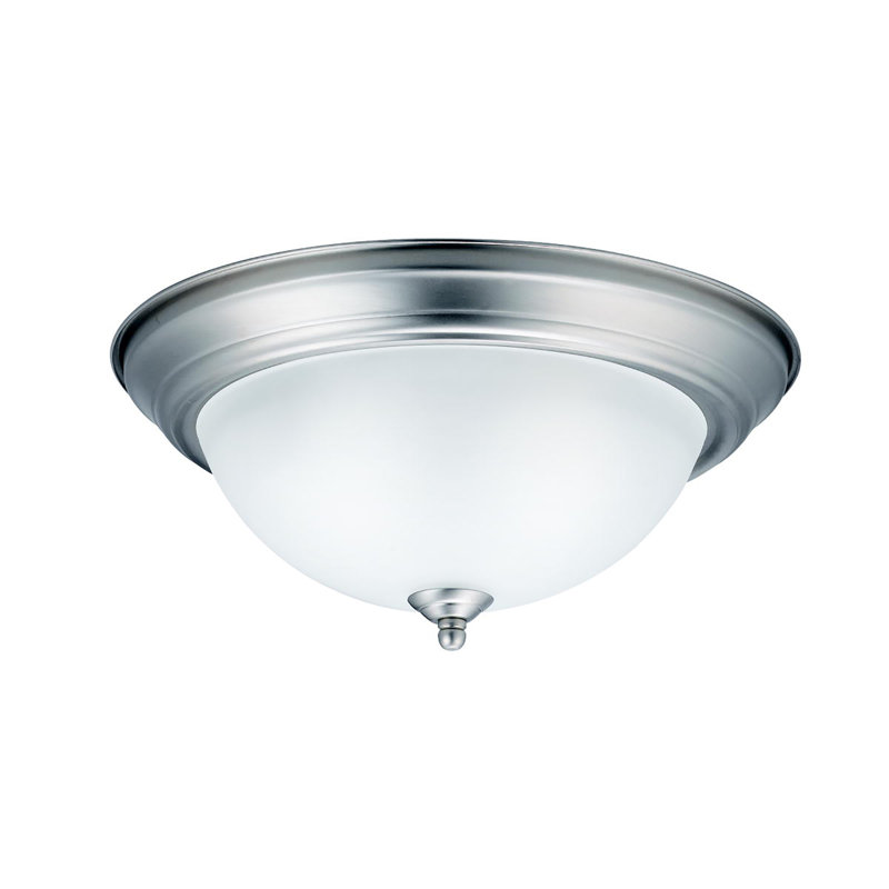 Plafonnier encastré simple 11,5 po Mick, Nickel brossé, H 6 po x diamètre 13,5 po