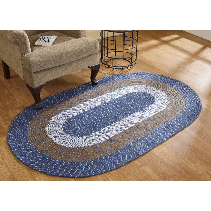 Tapis en chambray tressé à motif géométrique McClure, Ovale 30 po x 50 po