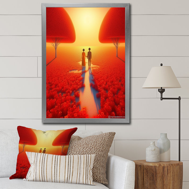 «Walking In The Summer Poppie Fields I», reproduction sur toile, H 20 po x l 12 po x P 1 po, Cadre simple argenté