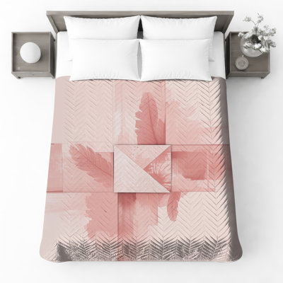 Couvre-lit matelassé rose plume abstraite toutes tailles