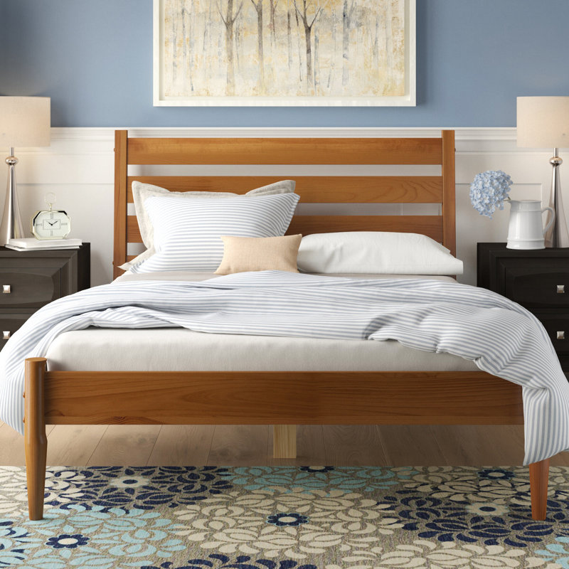 Ashlie Queen Size Solid Wood Bed, Castanho