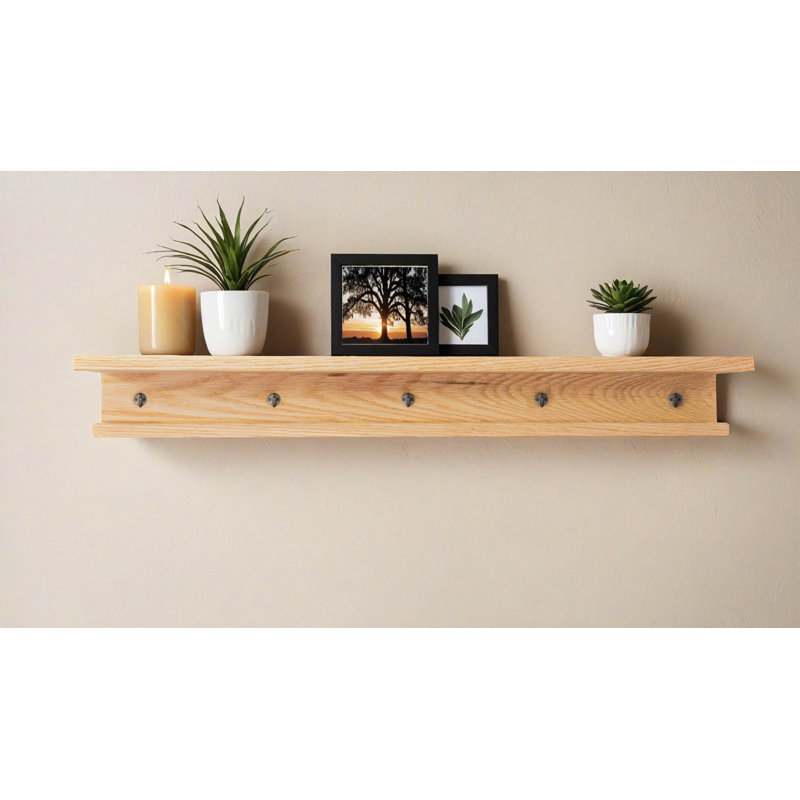 Ensemble de 3 tablettes en chêne avec crochets, H 5,75 po x l 60 po x P 5 po