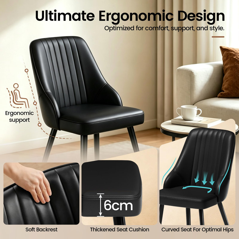 6 -Person Dining Set, Brown, Black