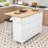 Adda Rustic Storage Kitchen Island Set with Expandable Drop-Leaf Tabletop and 2 Stools-1781461224