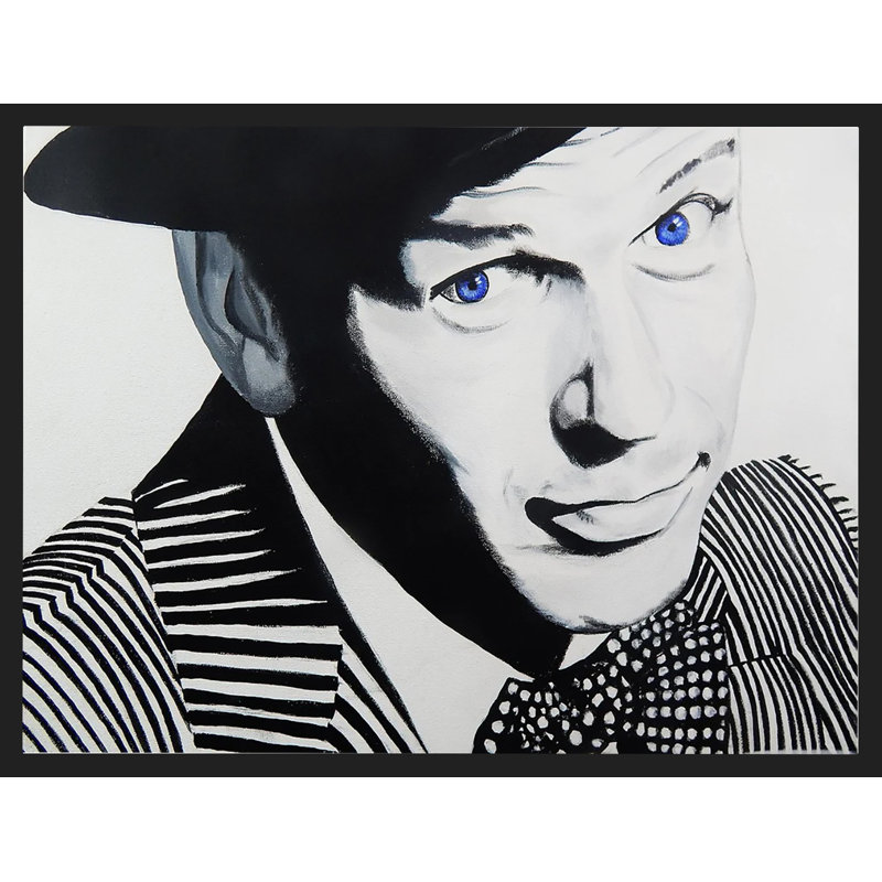 " Frank Sinatra " by Ed Capeau, 26.5" H x 34.5" W x 1.5" D, Black Framed Paper