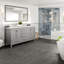 Meuble-lavabo à double cuve gris l 72 po x P 22 po avec comptoir en quartz de Carrare blanc et lavabos en porcelaine encastrable