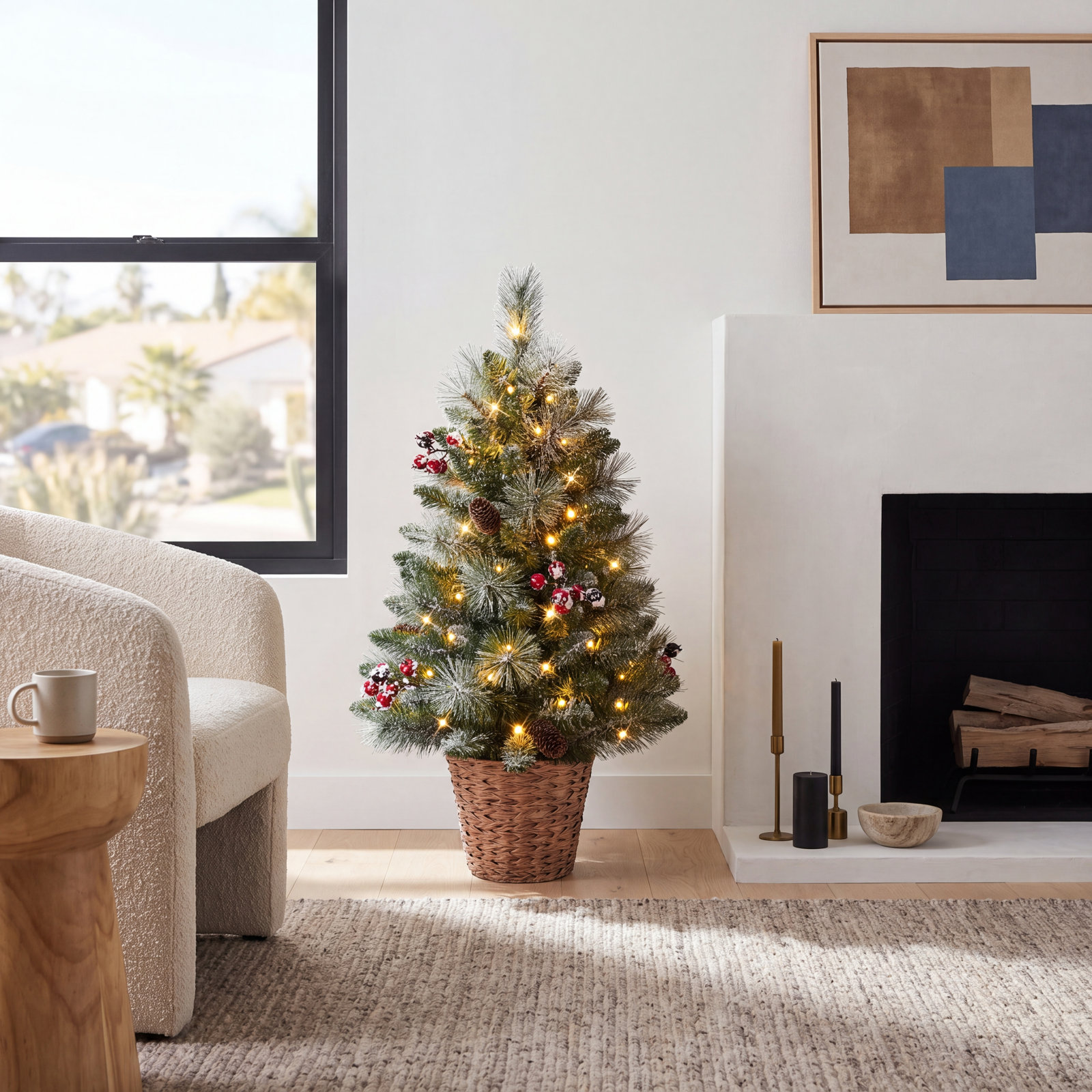 White 3' Pre-Lit Pine Tree