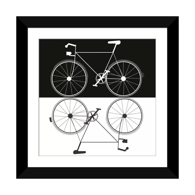 «Two Bikes», impression sur toile, Papier avec cadre noir, Blanc, H 24 po x l 24 po x P 1 po