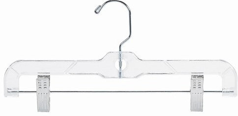 Cintre pour enfant en plastique avec pinces pour jupe / pantalons, Transparent