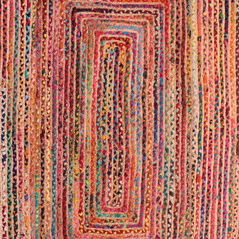 Tapis rouge / bleu / vert en jute / coton tressé à la main Lightle Chindi, Rectangle 3 pi x 5 pi