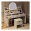 Coiffeuse 47,2 "avec miroir et lumière, coiffeuse avec tabouret de rangement rembourré, coiffeuse avec deux organisateurs, 3 tiroirs et 2 armoires pour la chambre à coucher, blanc