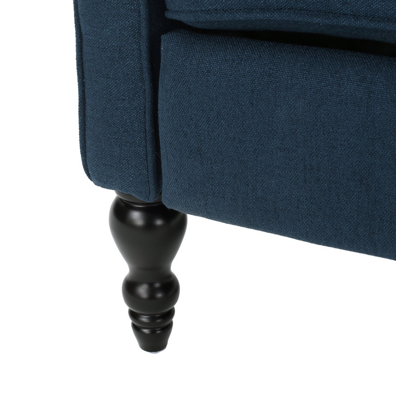 Alta Traditional 28.5" Wide Manual Wingback Recliner Chair with Button-Tufted Diamond Stitching, Dark Blue