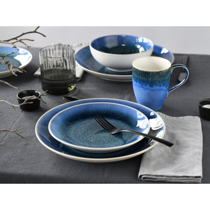 Creatable 25864, Caldera Sand collection, 8 piece dinnerware set, Blue