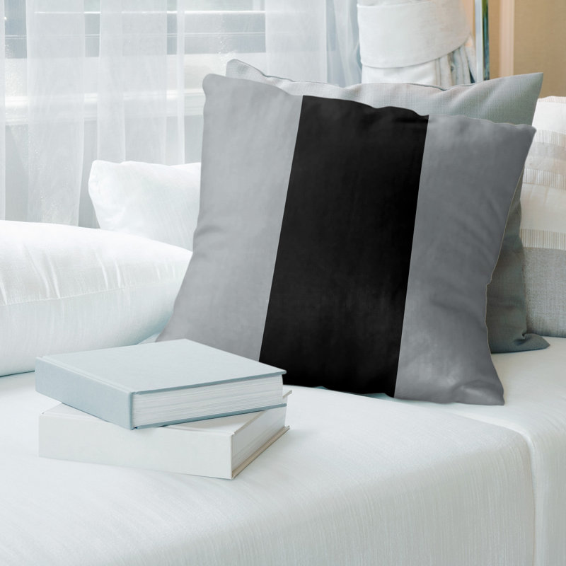 Coussin décoratif, 14 po x 14 po, Bourre en polyester, Argenté et noir