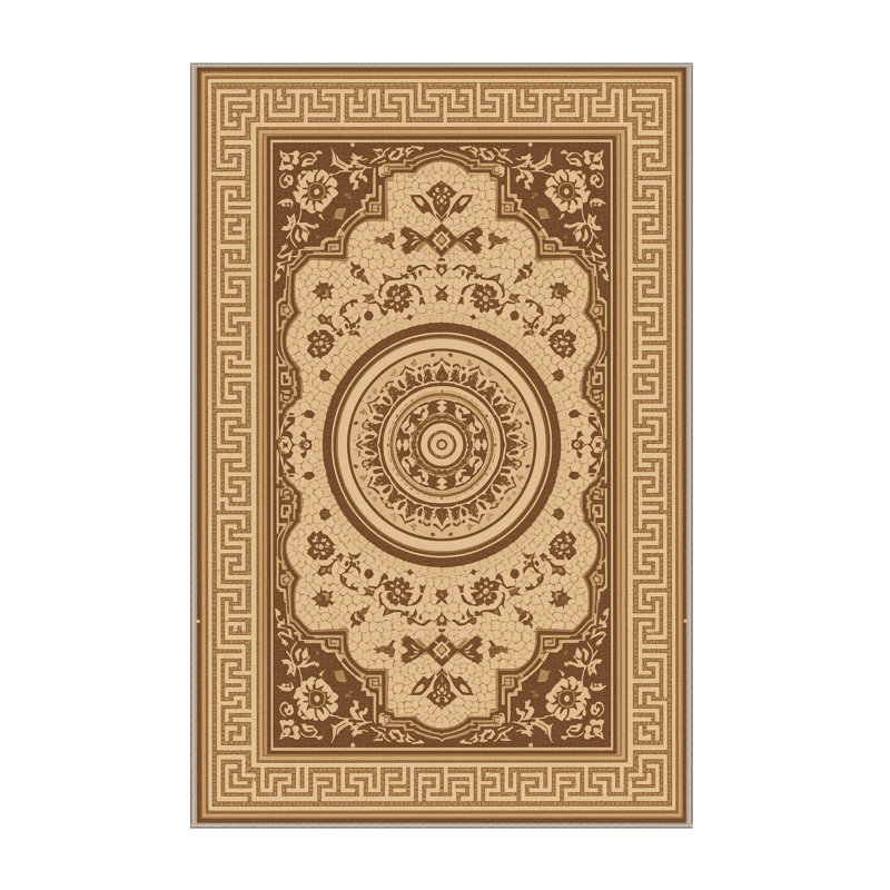 Tapis oriental Darwin traditionnel lavable à la machine en brun - reliure beige, 6 X 9