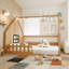 Lit double en bois avec fenêtre et clôture-1482461862