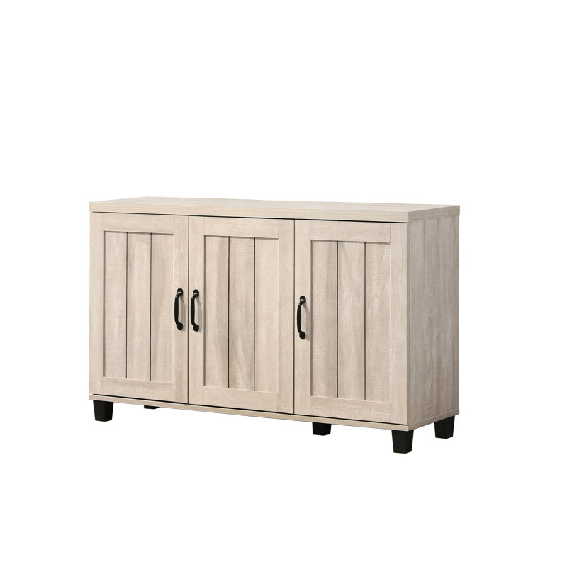 Armoire à chaussures 45 po en chêne gris poussiéreux, 3 portes, 6 tablettes réglables, armoire à 3 portes peu encombrante avec tablettes et excellent savoir-faire