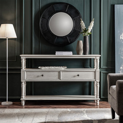 Console rectangulaire en bois massif blanc