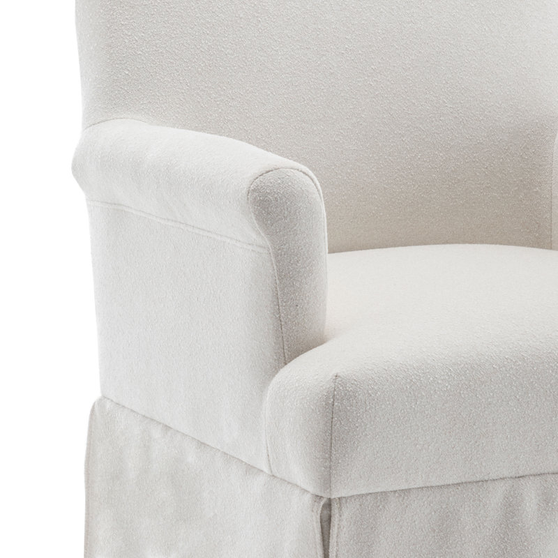 Chaise avec accoudoirs rembourrée Betti, Crème Boucle
