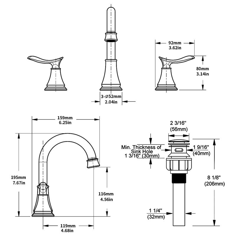 Bathroom faucet with 360 degree turn spout, Brushed Nickel