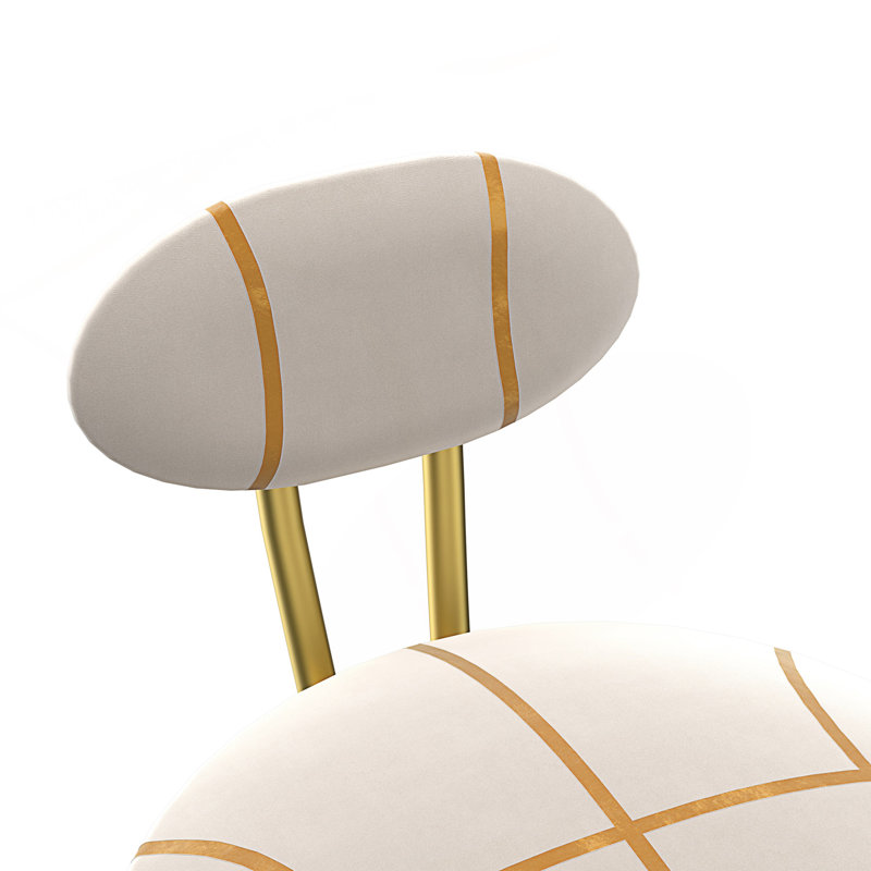 Ensemble de 2 tabourets de bar ronds en forme de S avec 2 chaises de comptoir rembourrées en velours pour la salle à manger (or et rayures)