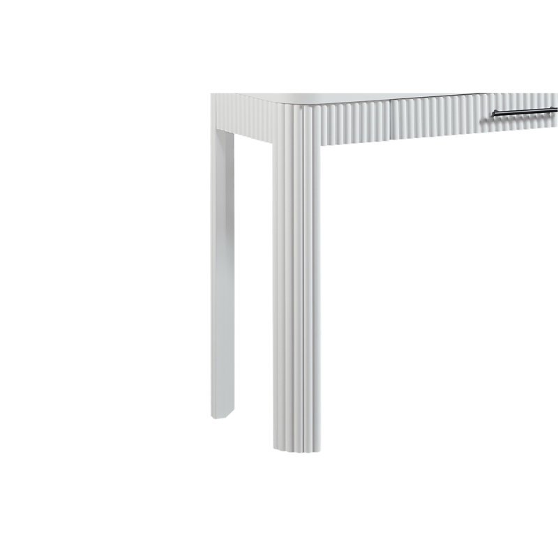 Bureau d'écriture blanc avec façade exceptionnelle et 1 tiroir de rangement, placages de bouleau, bois massif transitionnel décontracté +, façade d'une largeur de 16,05 po, large, haut