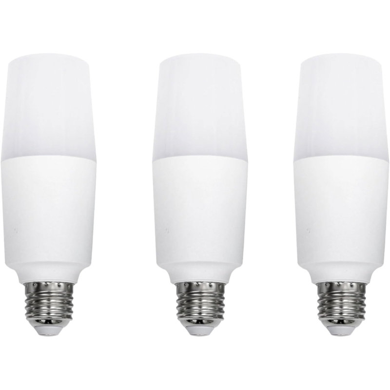 T37 Bright White LED Light Bulb Cylindrical Corn Bulb E27 Screw Base Candle Bulbs AC220V LED Daylight White 6500K Ultra Bright, Non Dimmable, Pack of 3