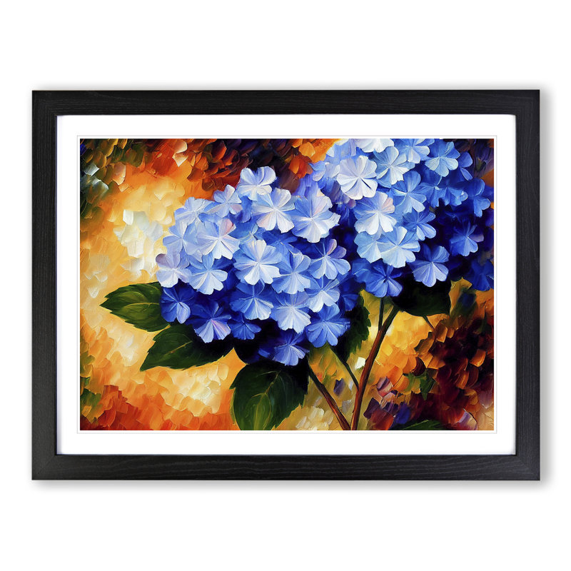 Hydrangea Flower Vol.1 - Single Picture Frame Painting, Black, 25cm H x 34cm W x 2cm D