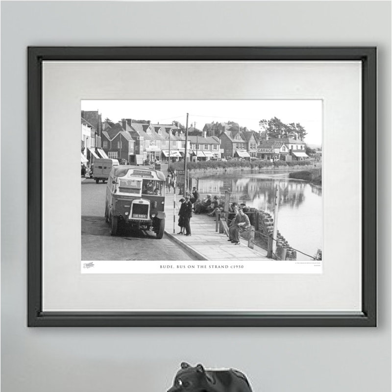 Bude, Bus On The Strand C1950 - Single Picture Frame Print on Wood, 60cm H x 80cm W x 2.3cm D