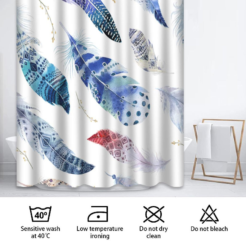 Rideau de douche transparent imperméable bohème avec 12 crochets, 72" L x 78" W