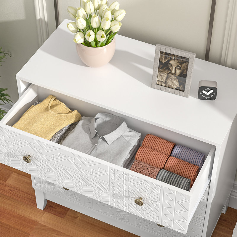 White dresser 3 drawer dresser for bedroom