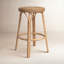 Tobias 24" H Round Rattan And Water Hyacinth Counter Stool-1258030157