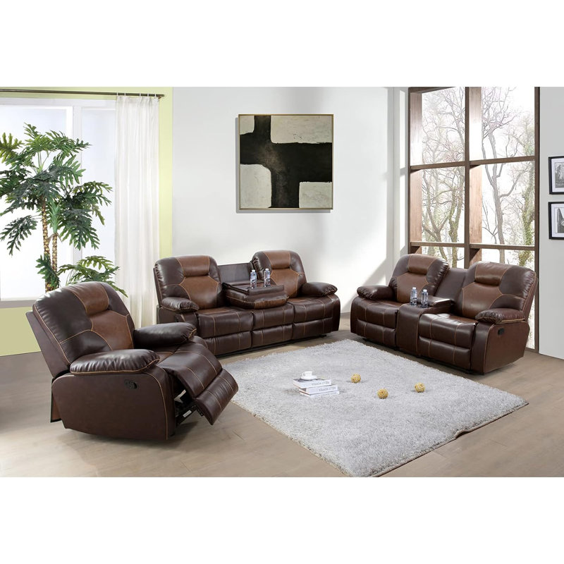 Ensemble de salon en similicuir 3 pièces Alhowra