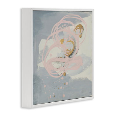 Grey with Pink Swirl White Framed Giclee Art by Patricia Pinto