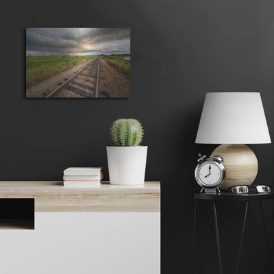 «Train Track Sunset 1» par Joe Reimer, art mural en métal