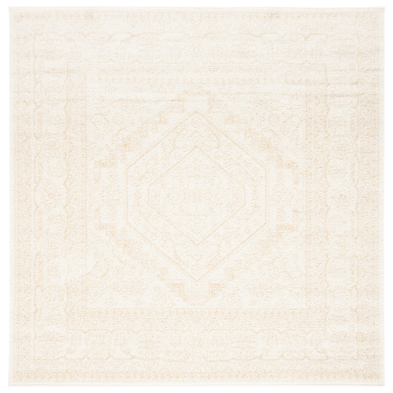 Tapis oriental ivoire / beige Wadlington, Carré 6 pi