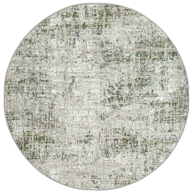 Livigno 1241 Transitional Striated Green Area Rug, Round 5'3"