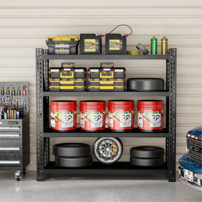 Étagère de garage très résistante, 6000 lb, très grandes tablettes réglables en métal (H 69 po x l 75 po x P 23,7 po) Unité de rangement industriel pour entrepôt
