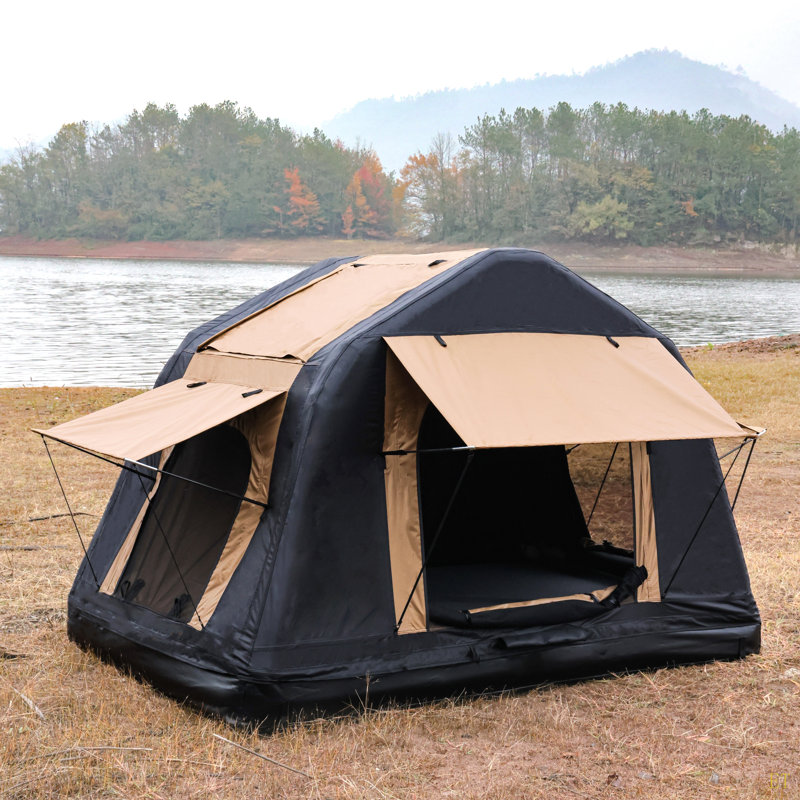 Foldable 2-3 People Amphibious Inflatable Car Roof Top Tent For Camping Outdoor Glamping Camping Tent For SUV,Truck( Without Ladder, Two-Tone Style)