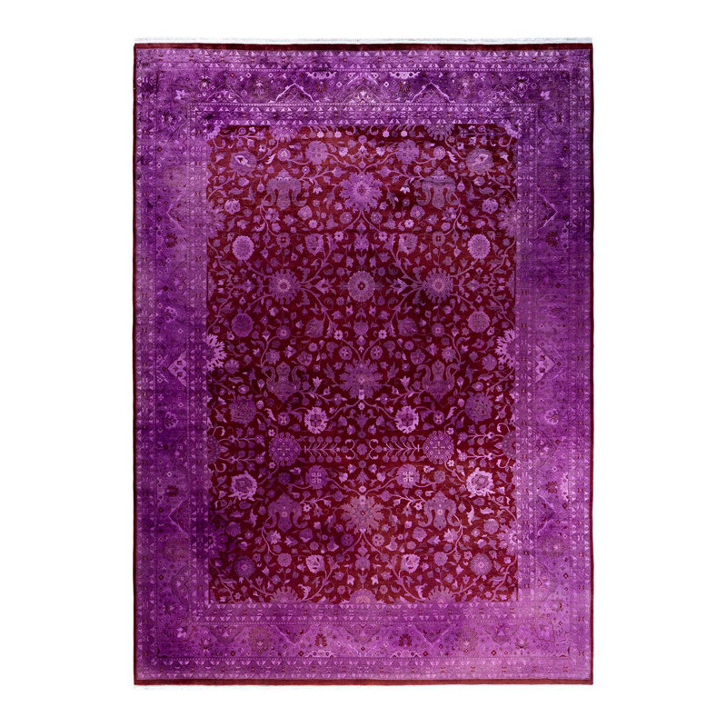 Tapis unique noué à la main Fine Vibrance - rouge, 9 pi 2 po x 12 pi 5 po