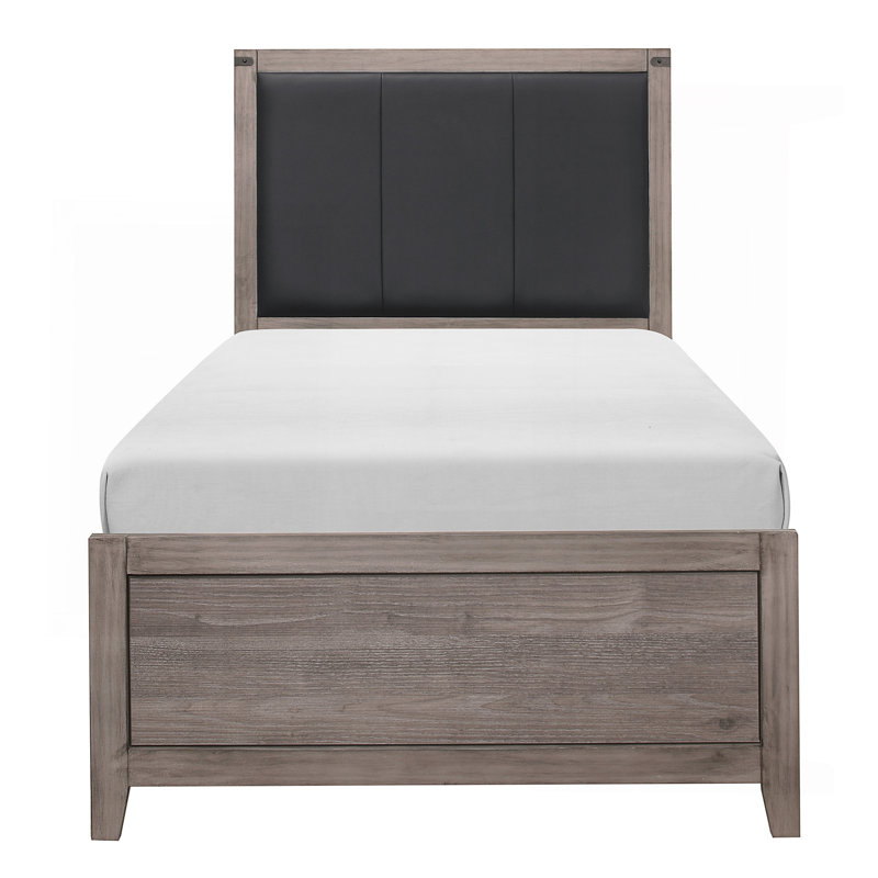 Mobilier de chambre à coucher tête de lit tapissier en similicuir brun brun, Lit simple