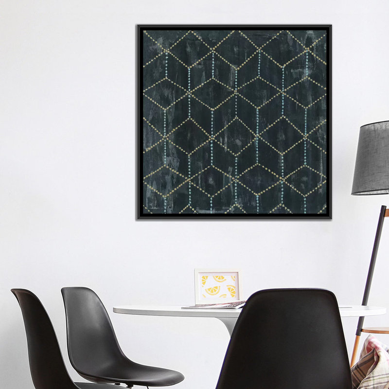 «Geometric V», impression sur toile, H 18 po x l 18 po x P 1,5 po, Pas de tapis, Toile avec cadre noir