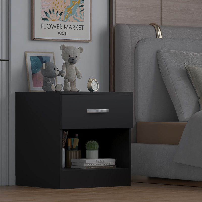 Marlesha 45cm W Bedside Table, Black