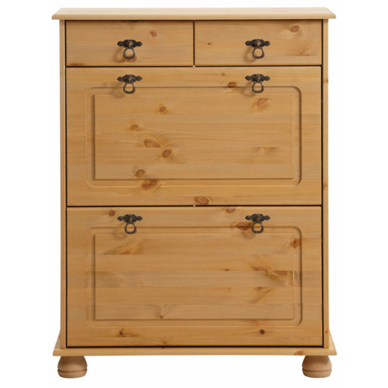 Regina 12 Pair Solid Wood Shoe Storage Cabinet, Stain wax