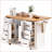 Kitchen Island 56in White with Drop Leaf, Charging Station &amp; 6 Drawers | Farmhouse | MDF,Rubber Wood-1862488148