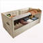 Lit de jour double rembourré avec rangement hydraulique, ports USB et Type-C, dossier en velours capitonné, beige (matelas non inclus)